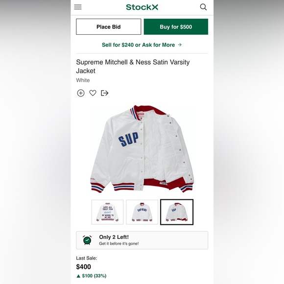 Supreme Mitchell & Ness Satin Varsity
Jacket - Picture 9 of 12